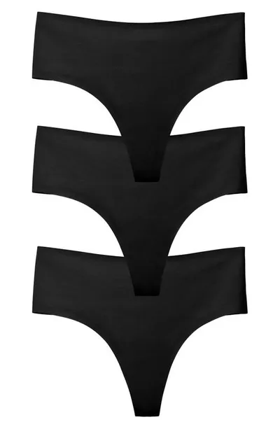 Eby Assorted 3-pack High Waist Thongs In Black