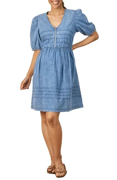 Angel Maternity A-line Denim Maternity Dress In Blue