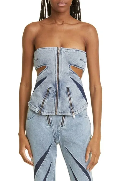 Dion Lee Darted Denim Corset In Blue