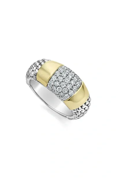 Lagos High Bar Diamond Band Ring In Silver