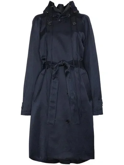 Y/project Y / Project Double Breasted Trench Coat In Blue