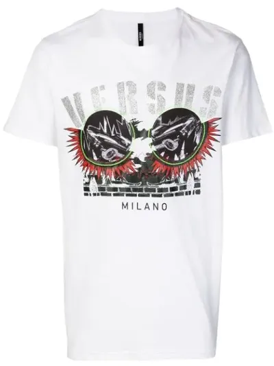 Versus Graphic Print Logo T-shirt In White