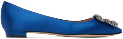 Manolo Blahnik Hangisi Flat Ballerina Shoes In Blue