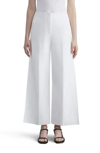 Lafayette 148 Finesse Crepe Franklin Wide Leg Cropped Pant In Cloud