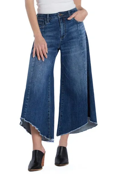 Wash Lab Denim High Waist Crop Gaucho Jeans In Concert Blue