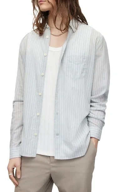 Allsaints Formentera Relaxed Long Sleeve Shirt In Light Gray