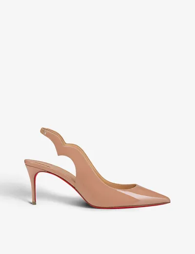 Christian Louboutin Hot Chick Leather Red Sole Slingback Pumps In Blush