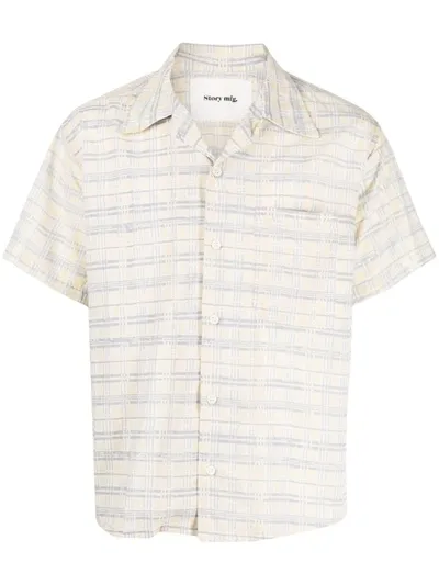 Story Mfg. Check-print Short-sleeve Shirt In Yellow