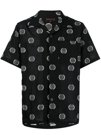 Clot Polka-dot Short-sleeved Shirt In Black