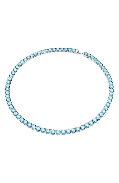 Swarovski Matrix Tennis Necklace In Blue