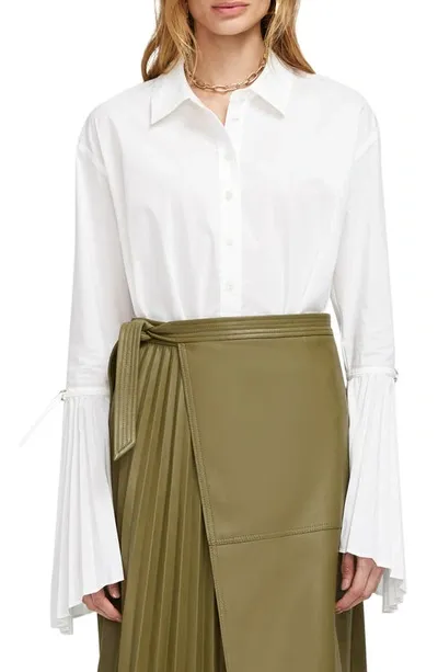 Simkhai Jordy Pleated-sleeve Poplin Shirt In White