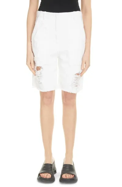 Givenchy Distressed Bermuda Cargo Shorts In White