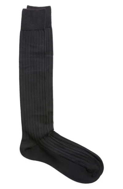 Pantherella Pembrey Over The Calf Dress Socks In Black