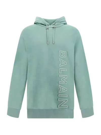 Balmain Hoodie In Vert Jade/naturel