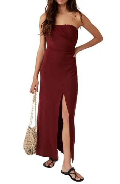 Free People Hayley Strapless Maxi Dress In Red