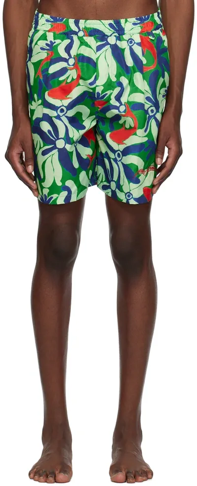 Marni Graphic-print Swim Shorts In Fern Green