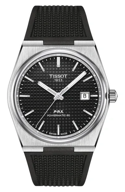 Tissot Men's Swiss Automatic Prx Black Rubber Strap Watch 40mm In No Color