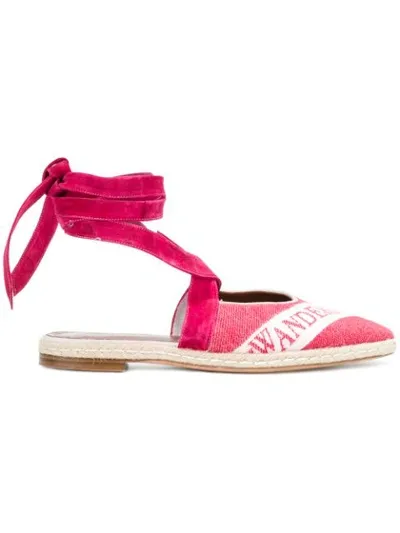 Jw Anderson J.w. Anderson Open Flat Logo Ballerinas In Red