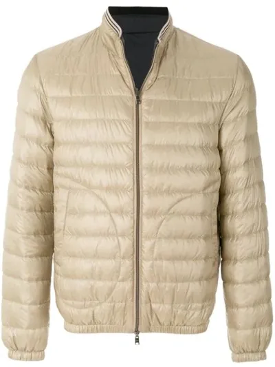 Herno Feather Down Zip Front Padded Jacket In Neutrals