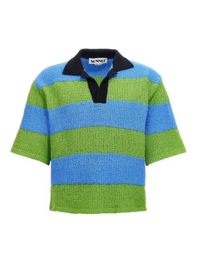 Sunnei Striped Knit Polo Shirt In Multicolour