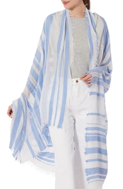 Vince Stripe Wool Blend Scarf In Sky White