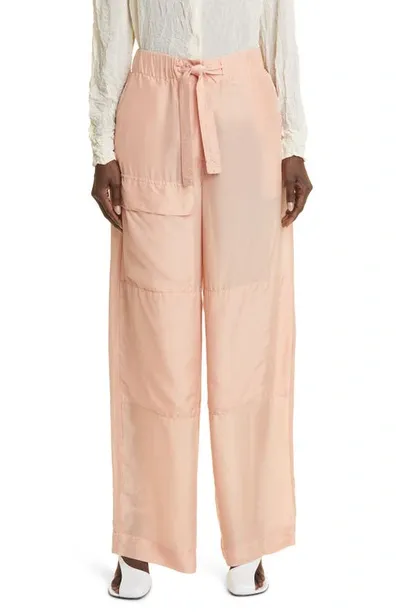 Dries Van Noten Oversized Silk Cargo Pants In Coral 367