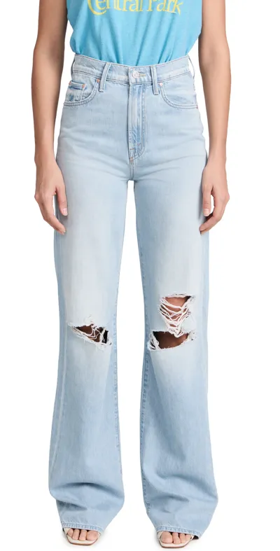 Mother The Maven High Rise Wide Leg Jeans In Ripped Off