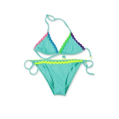 Mc2 Saint Barth Kids'  Costume Bikini Verde Acqua In Lycra Bambina