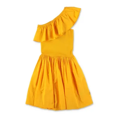 Molo Girl's Chloey Ruffle One Shoulder Dress In Sun Power