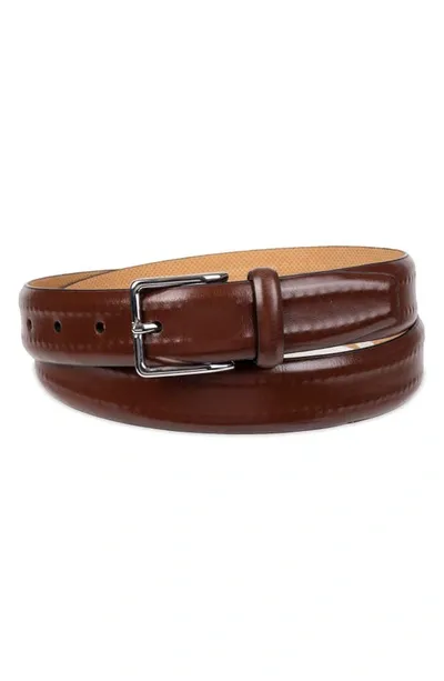 Cole Haan Hidden Stitch Leather Belt In Tan