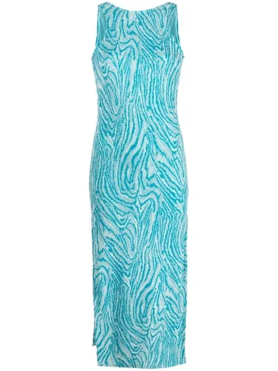 Vitelli Open Back Jacquard Long Dress In Sky Blue