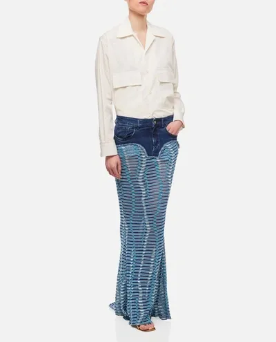 Vitelli Siren Denim Jaquard Maxi Skirt In Blue