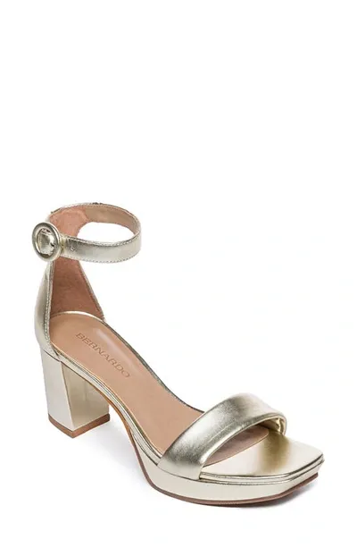 Bernardo Footwear Carla Square Toed Ankle Strap Sandal In Champagne