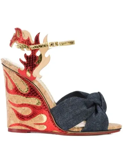 Charlotte Olympia Flame Wedge Sandals In Multicolor