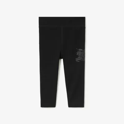 Burberry Kids'  Childrens Ekd Motif Stretch Cotton Leggings In Black