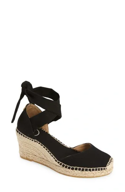 Toni Pons Julia Anke Wrap Wedge Espadrille In Black Fabric