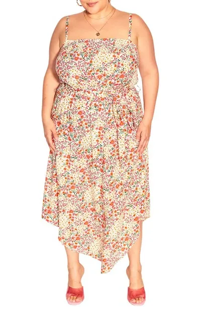 City Chic Tamika Floral Print Midi Dress In Floral Breeze