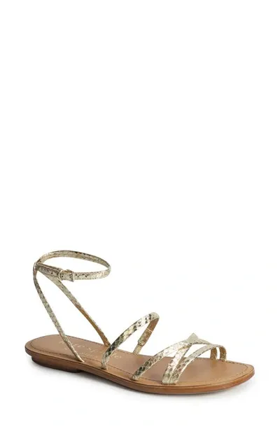 Kate Spade Cove Metallic Snakeskin Embossed Sandal In Pale Gold