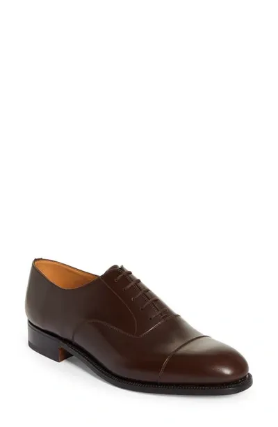 Jm Weston 300 Cap Toe Oxford In Dark Brown