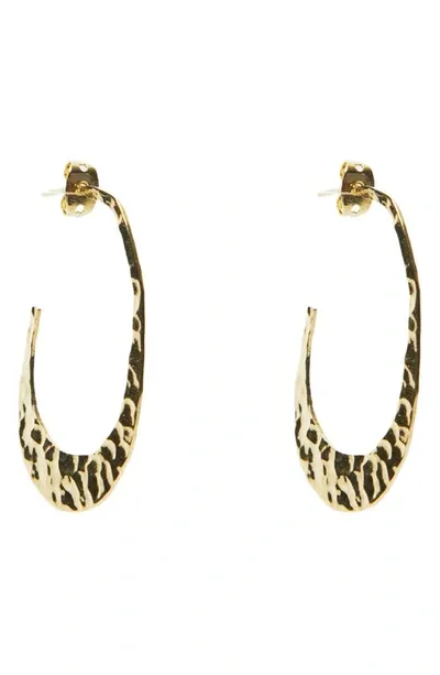 Argento Vivo Sterling Silver Hammered Hoop Earrings In Gold