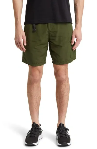 Zella Water Resistant Trail Shorts In Olive Night