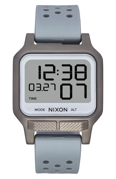 Nixon Heat Digital Rubber Strap Watch In Gunmetal Positive