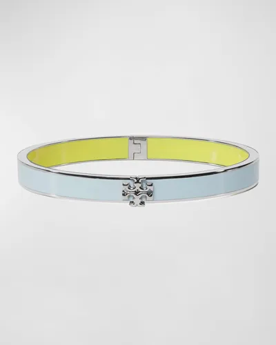 Tory Burch Kira Enamel Hinge Bracelet In Blue/yellow