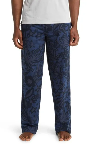 Majestic La Palmera Floral Lounge Pants In Indigo Leaf