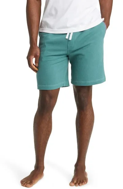 Majestic Waffle Stitch Lounge Shorts In Dark Mint