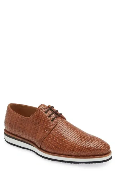 Mezlan Hampton Woven Derby In Cognac