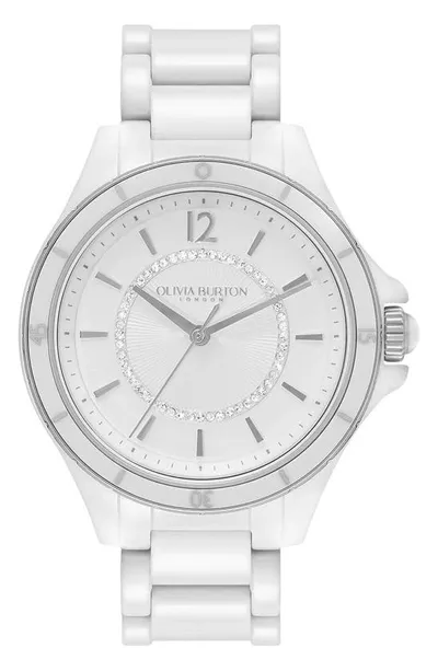 Olivia Burton Women's Sport Luxe Ceramic Bracelet Watch 36mm In White