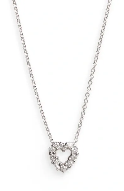 Roberto Coin 'tiny Treasures' Diamond Heart Pendant Necklace In White