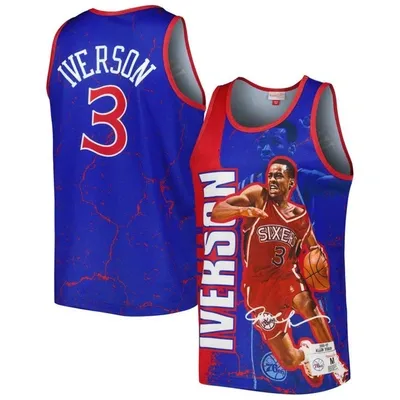 Mitchell & Ness Allen Iverson Royal Philadelphia 76ers 1996-97 Hardwood Classics Player Burst Tank T