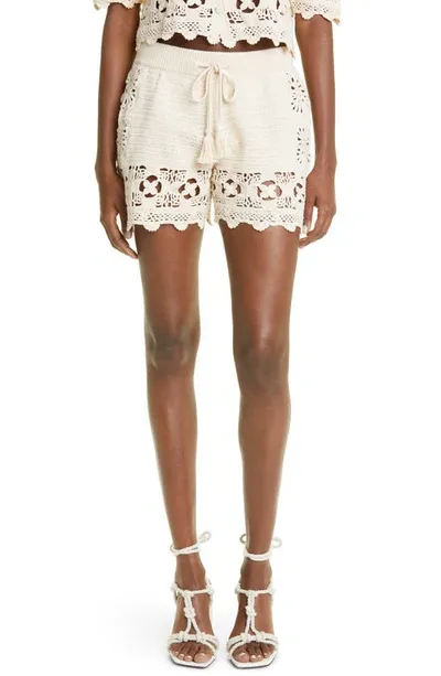 Zimmermann Cotton Crochet Shorts In Beige